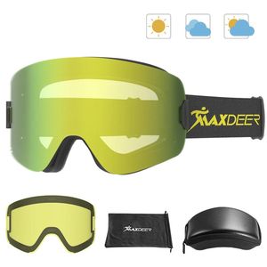 Skidglasögon Skidglasögon män Kvinnor snowboardglasögon för skidåkning UV400-skydd Anti-dimma snöglasögon Magnetiska snabbförändringslins ersättare 231024