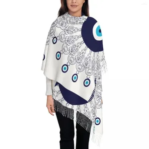 Sciarpe Evil Eye Mandala Scialli Avvolge per le donne Inverno caldo grande sciarpa morbida Blu Nazar Amuleto Boho Scialle di Pashmina