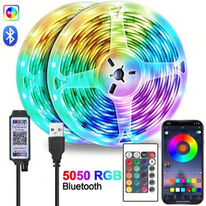 Faixa de led bluetooth smd5050, controle de celular, luzes neon e gelo com 24 teclas usadas para decoração de quarto, luz de fundo de tv dc 231025