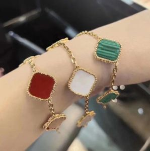 2024 Jewelry Designer V Gold Four-Leaf Clover Agate Shell Diamond Multi-Colored Armband Festival Anniversary Pack A Surprise Present