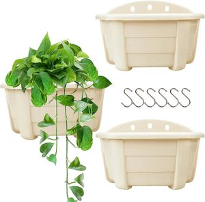 3pcs Railing Hanging Planters Wall Plant Flower Pots for Balcony Fence Garden Outdoor Indoor Plants 231025