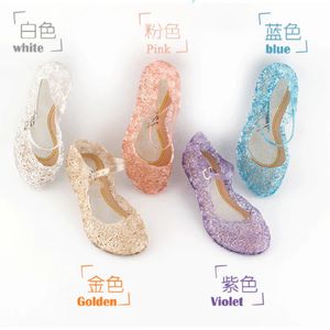 Flat Shoes Pudcoco Baby Girls Sandaler Kids Summer Crystal Sandals Frozen Princess Jelly High-klackade skor för barnflickor 231025