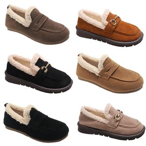 Cotton shoes fleece thickened women black brown gray khaki leather casual trainers outdoor color5