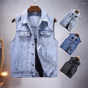 Men's Vests Sleeveless Jacket Spring And Autumn Slim Lapel Shoulders Vest Casual Denim Waistcoat