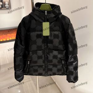 xinxinbuy men designer coatジャケットパリナイロンダブルレタージャックヤードファブリックダウンロングスリーブ女性ホワイトブラックブルーM-3xl