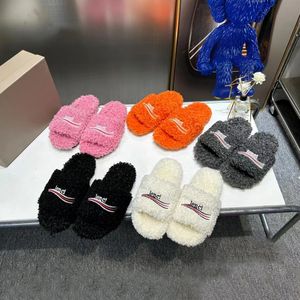 woman slipper man furry slide sandal designer shoe shearling Political luxury Fur Fluffy Warm letters Sandals Comfortable Campaign embroideries