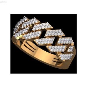 14KT Żółte złoto lodowane pierścienie hip hopu pierścień diamentowy dla mężczyzn i kobiet z niestandardowym projektem i rozmiarem
