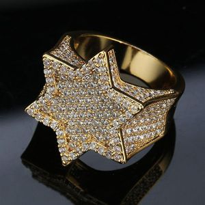 Lyxdesigner smycken Mens Rings Gold Silver Green Hip Hop smycken Bröllopsförlovningsring isad ut Bling Diamond Championship H3138