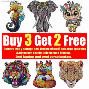 Puzzles Adults Animal Wooden Puzzle Fox Lion Eagle Jigsaw Puzzle Wood Jigsaw Puzzle Educational Toys For Kids Adults Buy 3 Get 2 FreeL231025