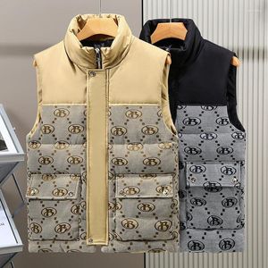 Men's Vests Down Cotton Vest Fashion Brand Letter Thickened Warm Sweetheart Casual Outwear Standing Collar Sleeveless Tank