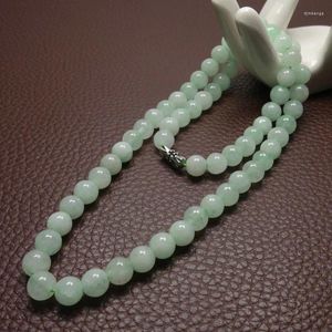 Łańcuchy 8-10 mm zielony A Naszyjnik Szmaragdowe koraliki Jade Biżuteria Jadeite Amulet moda naturalny urok prezenty dla kobiet mężczyzn