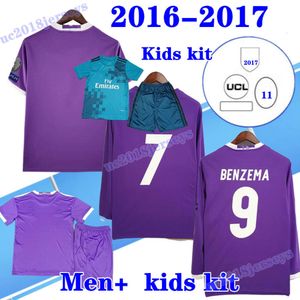 Kit infantil 2017 2018 camisas de futebol Real Madrids 16 17 18 BALE Benzema MODRIC Camisas de futebol retrô vintage ISCO Maillot SERGIO RAMOS