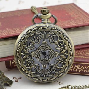 Pocket Watches Retro Bronze Sickle Hammer Style Quartz Watch Men Fans Souvenir Gifts With 80cm Neck Chain Relogio