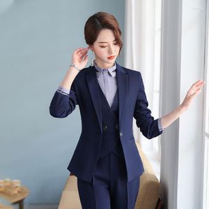 Kvinnors tvåbitar byxor kvinnors byxdräkter för kvinnor passar jacka kvinnliga professionella overaller långärmad 2 set kontor damer
