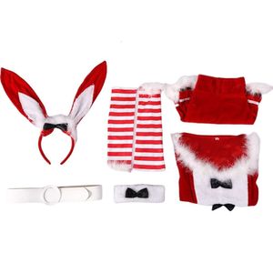 Cosplay Christmas Costume Women Designer Cosplay Costume New Year's War Robe Set Skirt Cos Rabbit Girl Sexy Servant Dress Red Cloak Christmas Women's Theme Clothes