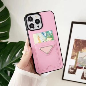 iPhone 15 14 13 Pro Max Telefon Kılıfları Moda Şok geçirmez Üçgen Harfler Phonecase Unisex Lüks Modaya Modeli Pembe Kart Cep İPhone Cover