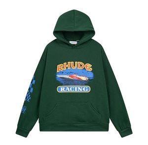 New Mens Womens Hoodie Rhude Hoodies Carta Imprimir Manga Longa Moda Homens Mulheres Moletons Luxo Camisola Hip Hop Marca Us Tamanho S-2XL