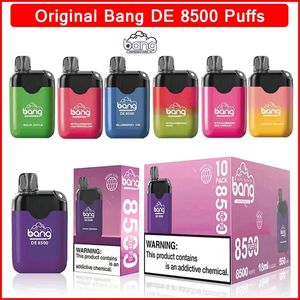 Original Bang DE8500 engångscigarett 8500 puffs Vape Pen 18 ml Pre Filled Pods Cartridge 550mAh Uppladdningsbart batteri med typ C Mesh Coil Vaporizer Kit