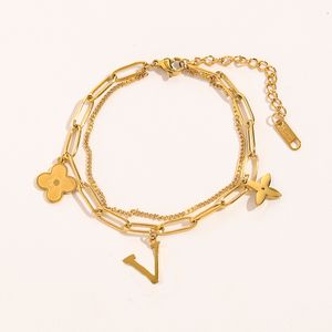 Luksusowa marka marki podwójnej litery Bracelety) łańcuch 18K złota platowana perłowe bransoletki crysatl dhinestone for Women Wedding Jewerlry