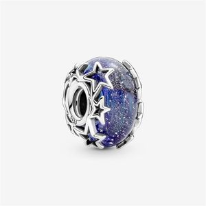 100% 925 Sterling Silver Blue Galaxy Murano Glass Charms Fit Original europeisk charmarmband Fashion Women Wedding Engagement Jew233V