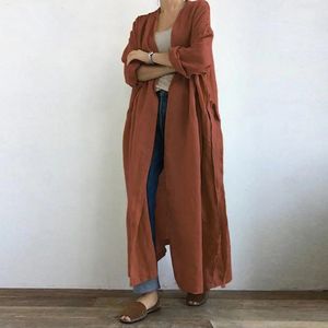 Damskie okopy płaszcze kardigan elegancka oversize, czysty kolor maxi płaszcz fajny jesienny kurtka otwartą ścieg dla sznurka 231025