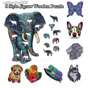 Puzzles 8 Stil Puzzle Holzpuzzle Elefant Hund Katze Tier Intellektuelles Holzpuzzlespiel Weihnachtsgeschenke für Kinder und ErwachseneL231025