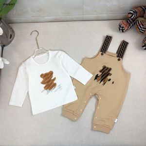 Luxury Tracksuits for newborn baby Doll Bear Print kids Autumn Set Size 66-100 Round neck sweater and open back strap pants Oct25