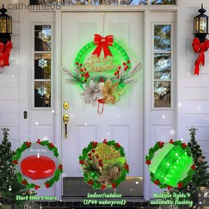 Decorações de Natal Guirlanda de Natal brilhante para decoração de parede da porta da frente LED Janela pendurada iluminada Guirlanda de Natal Pingente Decoração de Natal 2023L231024