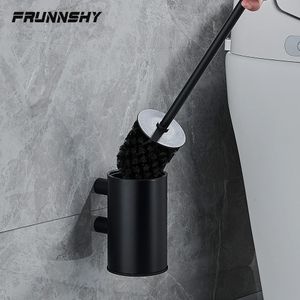 Suporte para escovas de vaso sanitário, suporte para escova de vaso sanitário preto fosco, ferramenta de limpeza de parede, aço inoxidável durável, escova de vaso sanitário vertical com suporte FR01 231025