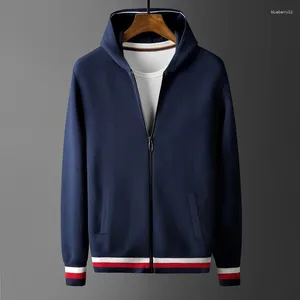 Männer Hoodies Mit Kapuze Herren Pullover Luxus Computer Gestrickt Herbst Casual Männlichen Mode Slim Fit Navy Zipper Mann 4XL