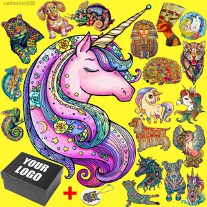 Puzzles Animal Wooden Puzzles Mysterious 3D Puzzle Jigsaw Board Games Interactive Games Toy For Adults Kids Educational GiftsL231025