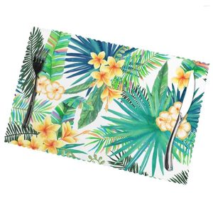 Table Mats Tropical Plant Green Non-Slip Insulation Place For Kitchen Dining Washable Placemats Bowl Cup Mat Set Of 6