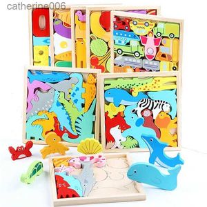 Puzzles Baby Montessori Toys Wooden Puzzle Tangram Jigsaw Game 3D Puzzle Preschool early learning Educational Toys for ChildrenL231025