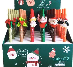 vendita all'ingrosso Penna gel in silicone di Babbo Natale Simpatico regalo di pupazzo di neve di Natale Albero di Natale Renna Regali per bambini Decorazione per la casa