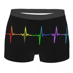 Cuecas masculinas boxer shorts calcinha arco-íris batimento cardíaco lgbt macio roupa interior gay orgulho lgbtq lésbica masculino novidade plus size
