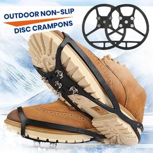 Mountaineering Crampons 5 Teeth Mountaineering Cleats Anti-Slip Ice Snow Shoes With Grips Chain Spike Stainless Steel Unisex Walking Hiking Accessories 231025