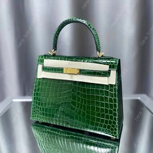 مصمم العلامة التجارية حقيبة كتف فاخرة حقيبة Crossbody Classic 25 28cm باستخدام A+ Crocodile Sky