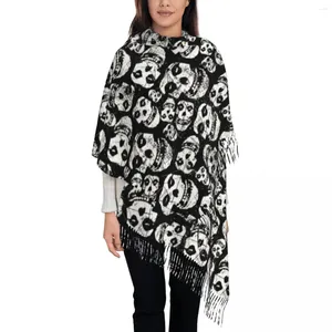 Sciarpe Sciarpa con teschio Misfits per donna inverno autunno scialle in cashmere avvolgente cartone animato di Halloween grande con abito da sera con nappe