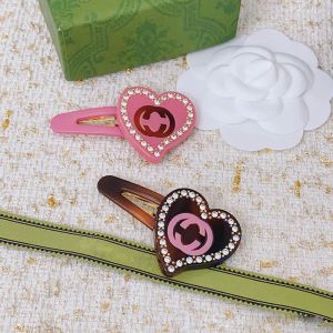 Дизайнер бренда сладкий розовый любовь сердца клипы Barrettes Popupal модные роскошные буквы Shining Crystal Bling Diamond Hair Pins для женщин с подарочной коробкой BBB