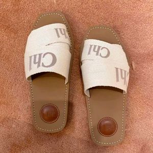 Slipper Sandal Disual Sliders Flat Luxury Designer Sandale Canvas Slide Woody Womens Mens Shoe White Black Bules Print Summer Beach Comfor