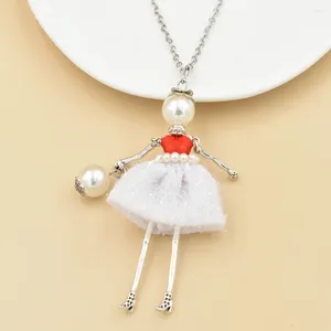 Pendant Necklaces YLWHJJ Brand Doll Cute Women Necklace Long Chain Girls Cartoon Character Pearl Charm Fashion Jewelry Collier Femme