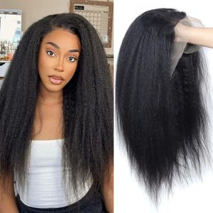 Lace Wigs Kinky Straight Lace Front Wigs Human Hair 13x4 Yaki Straight Human Hair Lace Front Wigs Pre Plucked HD Transparent Wigs 12"-30" 231024
