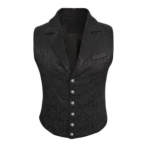 Gilet da uomo Gilet da uomo vittoriano Gilet da uomo Steampunk Gotico medievale Jacquard Gilet doppio petto senza maniche Costumi di Halloween per feste