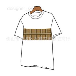 Homens camisetas Designer xadrez retalhos de manga curta unisex solto algodão versátil em torno do pescoço t-shirt grande jji0