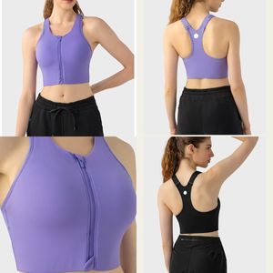 LU-1609 Women Yoga Bra Summer Flow-Y Back No Steel Ring All-in-one Cup Sports Bra Gym Sleeveless Fitness Yoga Tank Top Bras