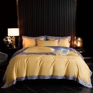 Bedding Bedding Sets Designer Genuine Classe A Double Frands 100 Longo Conjunto de quatro peças de algodão 100% Algodão de algodão Capt de chapéu único Bedding de luxo