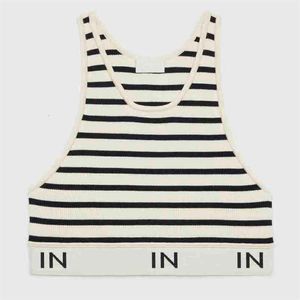 Femmes T-shirt Stripe Lettre Gilets T-shirts Femmes Designer Vêtements Sans manches Style court Tanks Sexy Ladies Tshirt pour Party Nigh262D