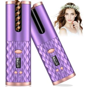 Curling Irons Automático Curling Iron Cordless Auto Modelador de Cabelo Sem Fio Auto Curler Sedoso Cachos Aquecimento Rápido USB Portátil Auto Curler Timing 231024