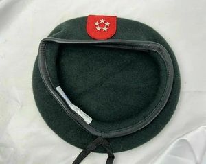 Berets US Army 7th Special Forces Group Blackish Green Beret Officer 5 Star General Rank Hat Military Reenactment