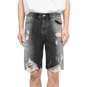 Jeans masculinos Mens Shorts Personalizados Tendência Gradual Ragged Hole Loose Split Jean Purse Sleepers